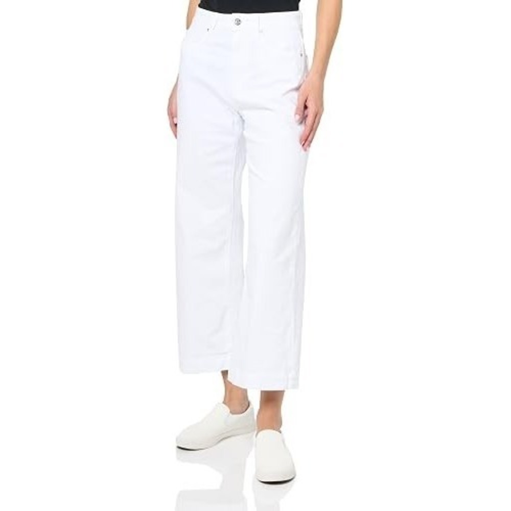 PAIGE Spotlight Double Bk Beltloops Wide Leg Jeans in Crisp White Women 24 NWT